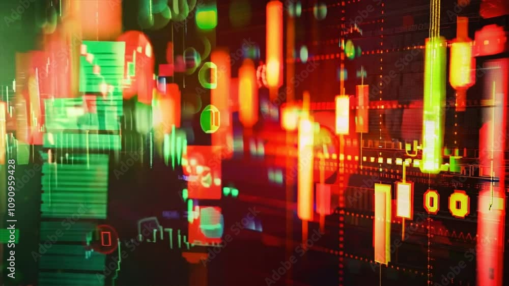 Aufkleber colorful financial data visualization charts and graphs showcasing market trends and stock performan