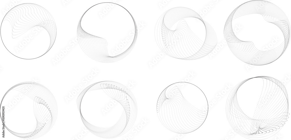 Poster dots in blob form . rotate dots circles vector illustration .lots of halftones form a ring . design 