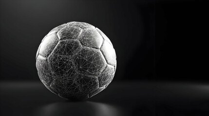 Fototapeta premium 3D Illustration - Wireframe Soccer Ball on Black Background