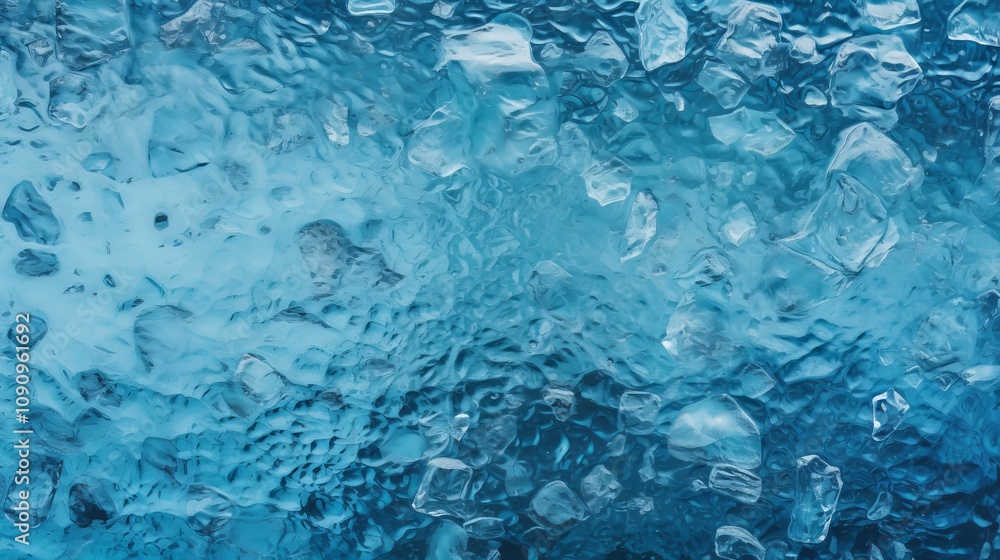 Poster captivating ice formations reflecting shades of blue in an abstract display. generative ai
