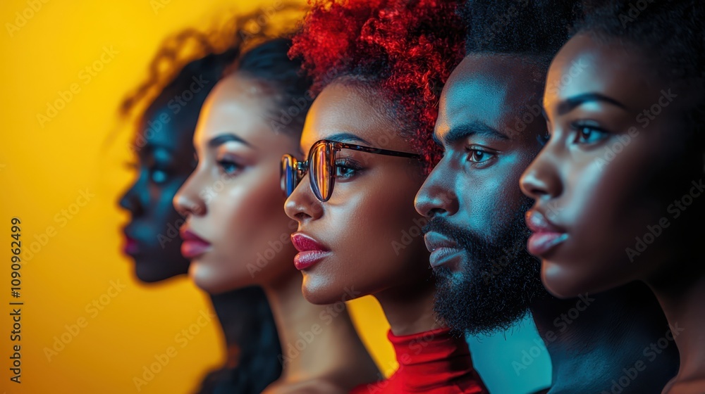 Poster celebrating diversity a minimalist portrait of individuals studio setting photography vibrant enviro