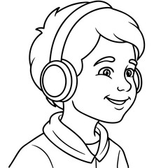 Obraz premium boy listen to music on headphones