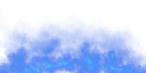 Obraz premium Fantastic blue smoke background. Magic blue smoke with glitter and small particles of twinkling stars. Fog with luminous particles. Blue vapor with stardust. Morning fog over land or water surface, ma