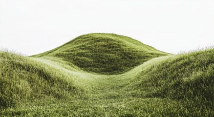 Obraz premium 緑の丘が連なる風景の美しさと静けさを感じる瞬間