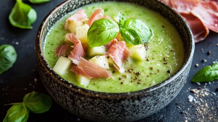 Melon gazpacho with prosciutto