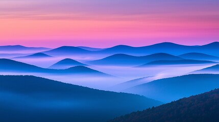 Obraz premium Rolling Fog Over a Serene Mountain Ridge