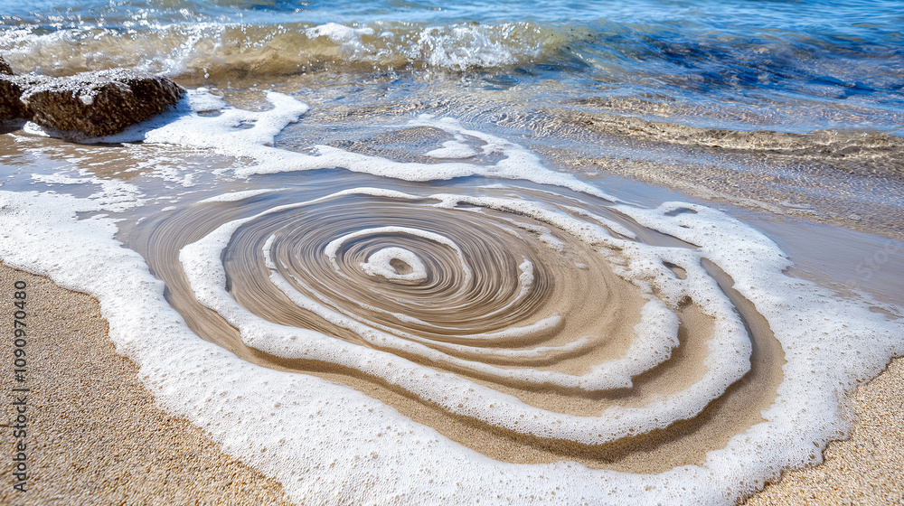 Poster sand art patterns on a remote beach