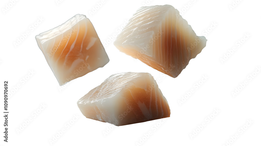 Poster square chunks of cod meat..