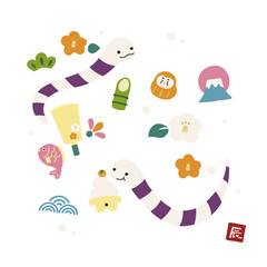 Clip art of Snake and Cute Clip art for New Year's card
