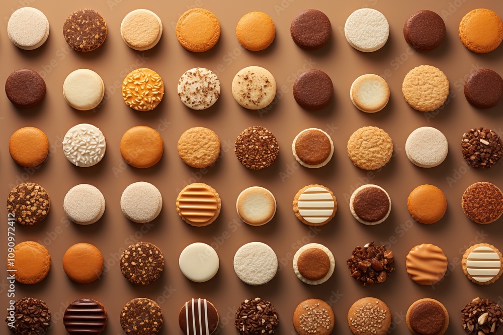 Poster Delightful array of colorful cookies arranged beautifully for a festive celebration. Generative AI