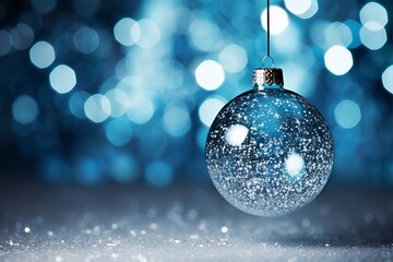Sparkling blue ornament captures the essence of winter festivities beautifully. Generative AI