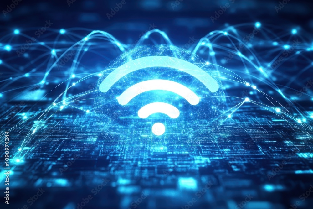 Aufkleber digital representation of wireless technology in a modern network environment