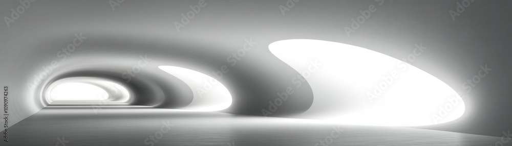 Poster modern abstract architecture featuring smooth lines and dramatic lighting, creating a serene and fut
