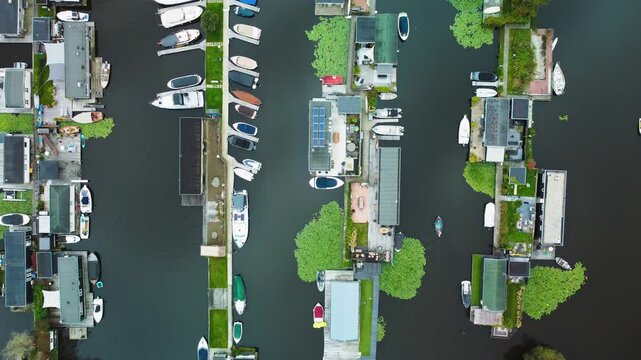 Houses and Boats, Islands and Canals. Scheendijk, Netherlands