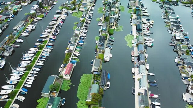Houses and Boats, Islands and Canals. Scheendijk, Netherlands