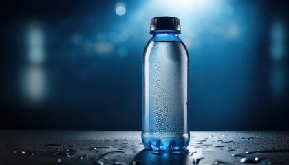 Condensed Water Bottle in Blue Light