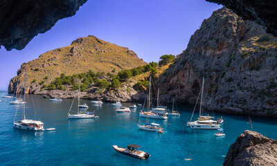 Cala Sa Calobra, Beaches of Sa Calobra, Natural Monument del Torrent de Pareis, Escorca,...