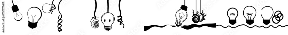 Poster a tangled cord with a knot and a broken bulb, symbolizing the process of untangling wires to power a