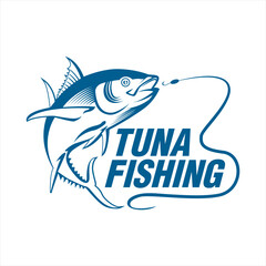 Tuna Fishing Logo vector illustration saltwater ocean fishing theme sea ​​water fishing tournament club logo