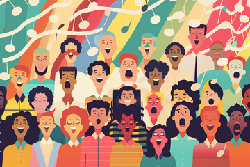 Children choir illustration. Music. 