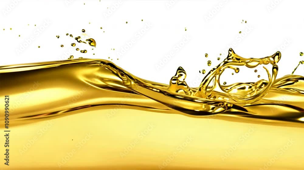 Poster bright golden liquid splash dynamic waves and droplets create abstract texture and motion in vibrant