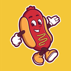 Obraz premium delicious and tasty hotdog mascot cartoon character
