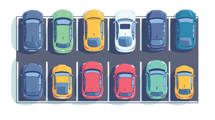 Parallel Parking Top View with Multicolored Cars