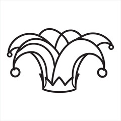 Fototapeta premium single one line Jester Hat silhouette on white background 