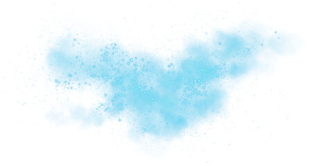 Obraz premium Fantastic blue smoke background. Magic blue smoke with glitter and small particles of twinkling stars. Fog with luminous particles. Blue vapor with stardust. Morning fog over land or water