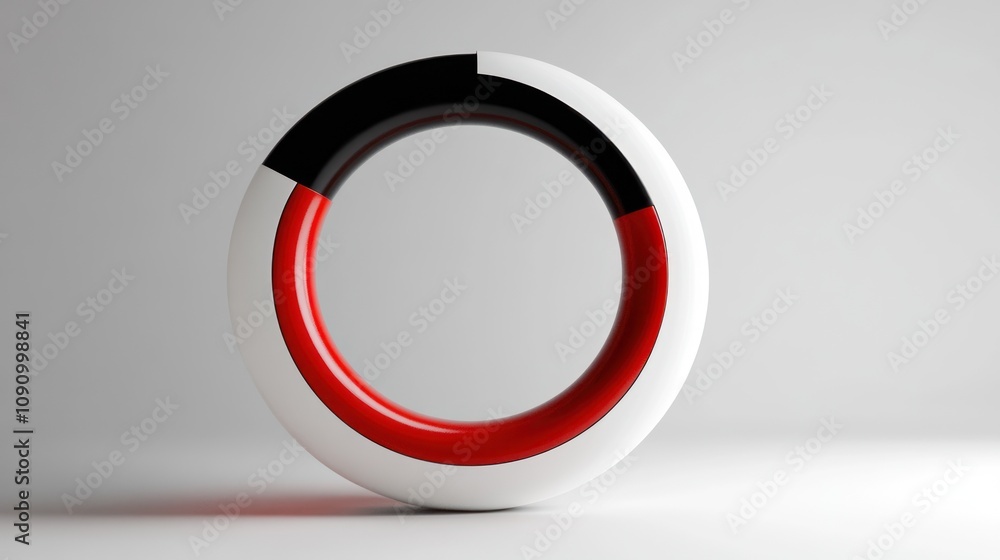 Poster A modern, abstract design featuring a circular shape with black, white, and red segments.