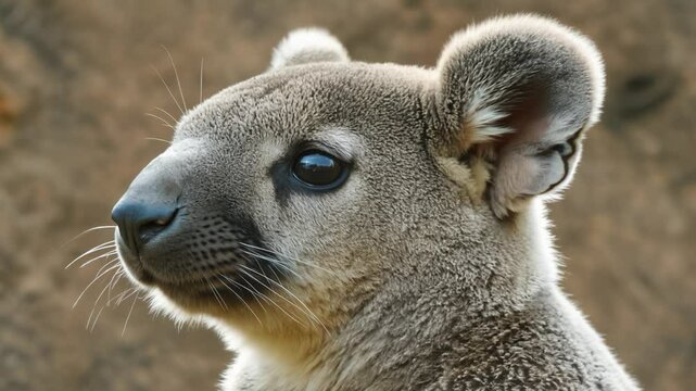 Rock hyrax posing for portrait in zoo setting