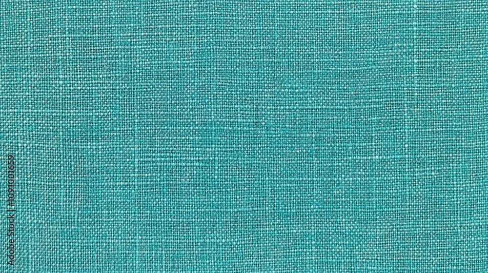 Poster a close-up of textured turquoise fabric, showcasing its weave and color.