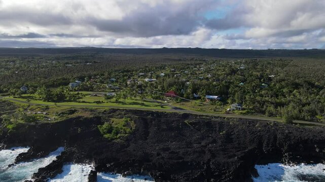 aerial view Kalapana Seaview Estates, big island, hawaii.