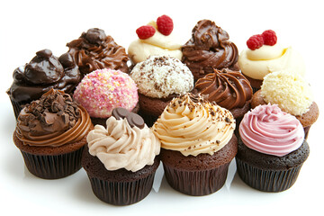 Baking delight chocolate cupcakes arrangement studio setting food photography clean background aesthetic appeal