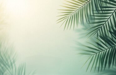 Green background with tropical leaves and a neutral plate in the center