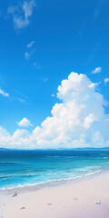 Fototapeta premium 夏の青い海と空 Generative AI