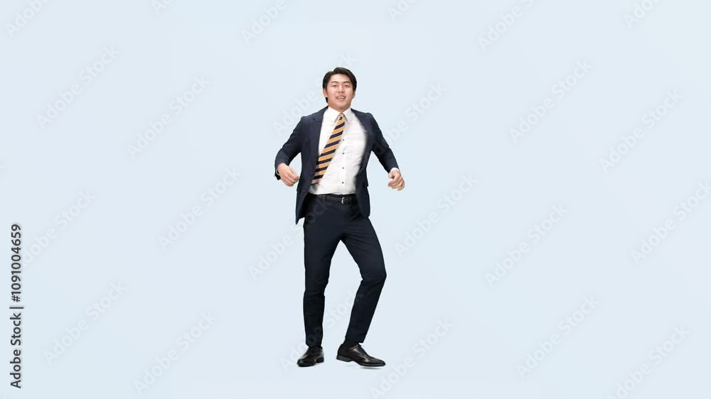 Fototapete ダンス、ビジネスパーソン、ビジネスマン、ダンサー、踊る、全身、切り抜き、楽しい、嬉しい、喜ぶ、サクセス、成功、達成、ハッピー、ウキウキ、ノリノリ、仕事、転職、就職、人材、男性、日本人、ビジネス、アクション、アクティブ、躍動感、60p、スーツ、元気、採用、アピール、一発芸、宴会芸、芸人、チャレンジ、挑戦、ディスコ、クラブ、音楽、リズム、酔っぱらい、振り付け、応援、サラリーマン、会社員、笑顔、ポジティ