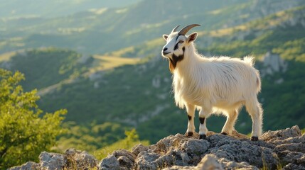 Obraz premium Majestic Mountain Goat: A Serene Panorama