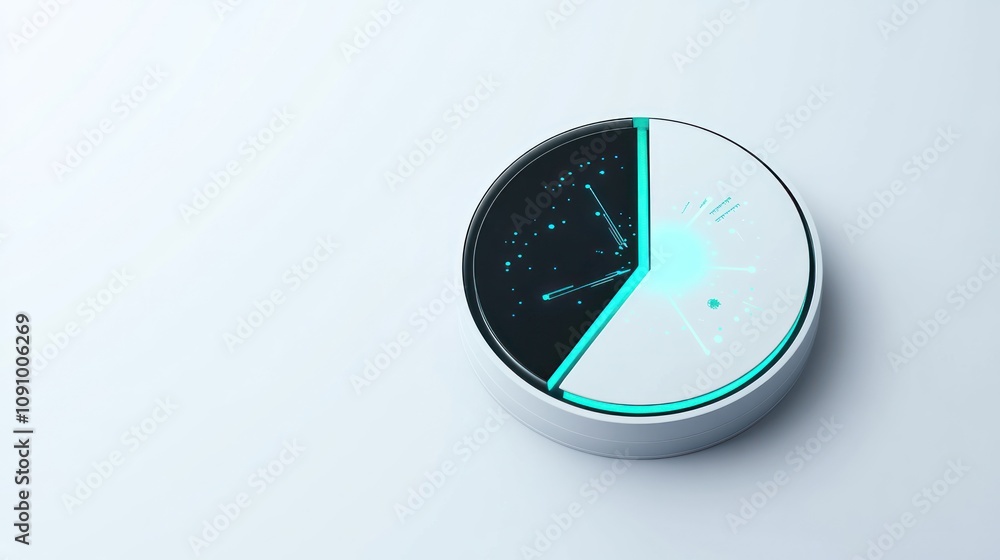Aufkleber a sleek, modern device with a divided display, featuring glowing elements and intricate designs.