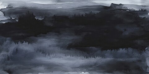Obraz premium Abstract Watercolor Landscape in Shades of Gray and Black with Soft Transitions and Artistic Textures for Creative Backgrounds and Designs