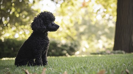 Full-Body Profile of a Small Poodle, Cute and Playful Dog with Fluffy Coat, Perfect for Pet Lovers and Animal Illustrations.