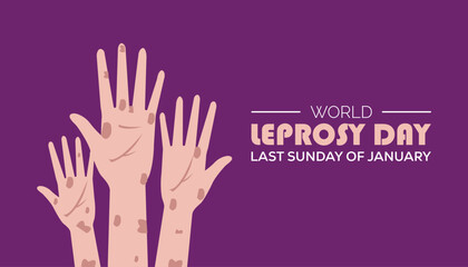 Fototapeta premium World Leprosy Day observed each year during January. Healthcare Medical Awareness concept. Vector template for banner, greeting card, poster with background.