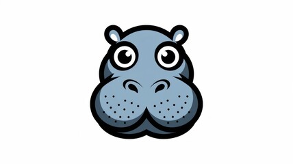 Naklejka premium Simple Vector Logo of a Hippo's Face with Textured Skin Generative aI
