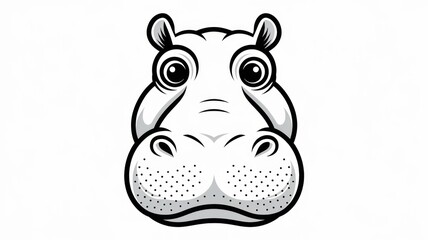 Naklejka premium Simple Vector Logo of a Hippo's Face with Textured Skin Generative aI