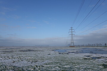 power lines in winter