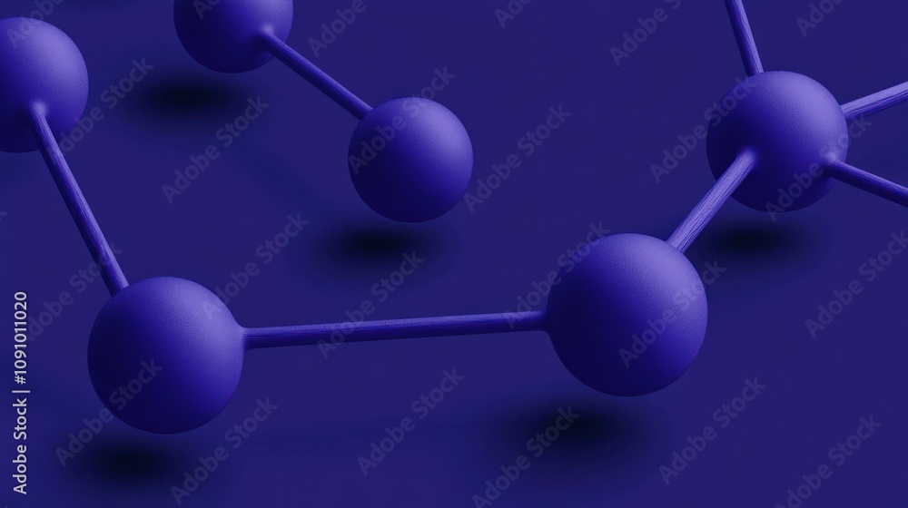 Poster abstract representation of molecular structures in a vibrant purple color scheme.