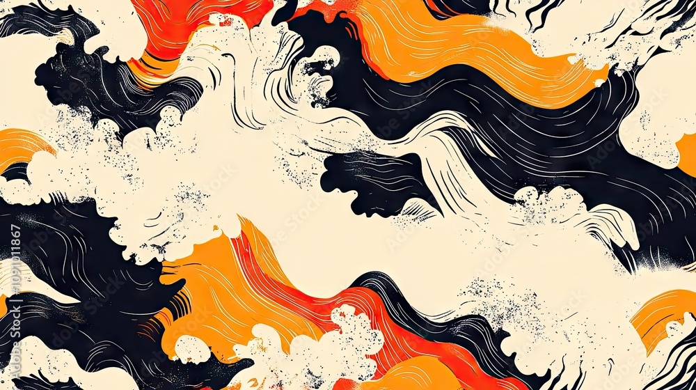 Aufkleber a dynamic abstract wave pattern with bold colors and a sense of motion, perfect for energetic design