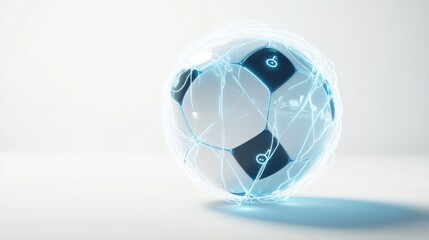 Naklejka premium Conceptual football imagery featuring a stunning swirling multi-colored galaxy.