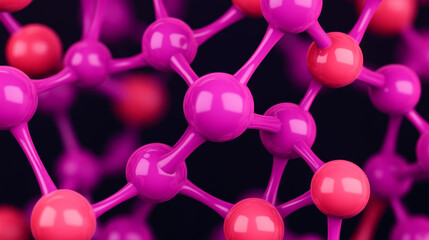 Molecular Bonds: Abstract Pink and Red Molecular Structure 