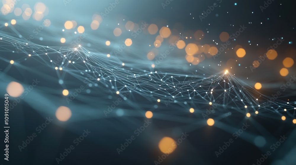 Aufkleber Abstract representation of interconnected data points with glowing nodes.